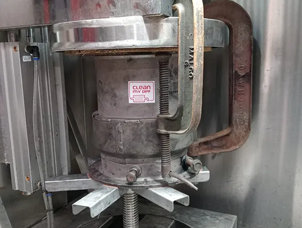 Kubota excavator DPF on the cleaning bay at Clean My DPF